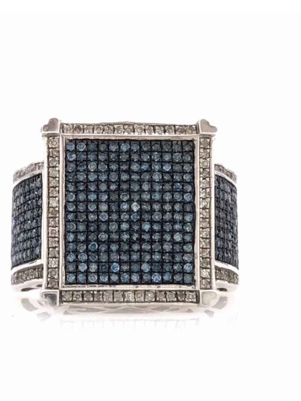 JTV Sterling Silver Blue Velvet Micropave Diamond Ring (0.50 CTW).